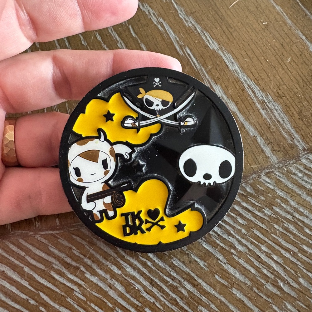 Tokidoki Black and Yellow Moofia/Pirate heavy metal compact mirror